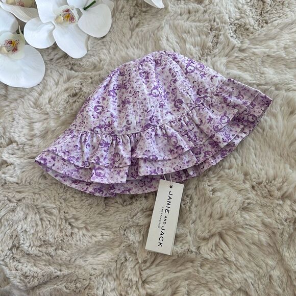 Janie & Jack Baby Floral Ruffle Sun Hat in Tallulah Lavender Size 18-24 Months - Picture 2 of 6